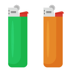 Plastic lighter. Accessory for smoking. Vector illustration.