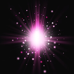 pink glowing star burst effect on black background