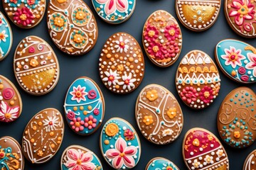 tasty colorful decorated easter cookies