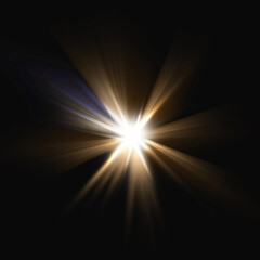 glow star burst flare explosion light effect on black background