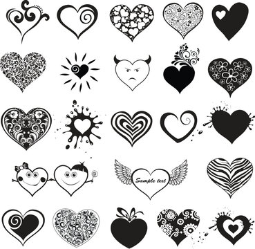Hearts set for wedding and valentine design. hearts  isolated on White background. Vector illustration