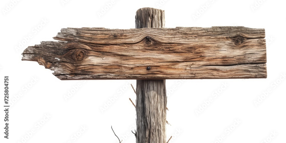 Aufkleber a wooden sign on a pole against a clean white background. versatile and suitable for various uses