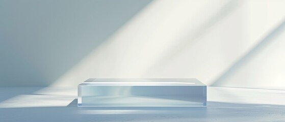 Crystal-clear acrylic podium, with a pristine empty spot, designed for a deluxe product showcase.