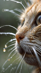 Whispers of Gossamer, Curious Paw Extends: Sunlight Paints Dewdrops, Eyes Gleam with Wonder, a Feline Enigma Unravels.
