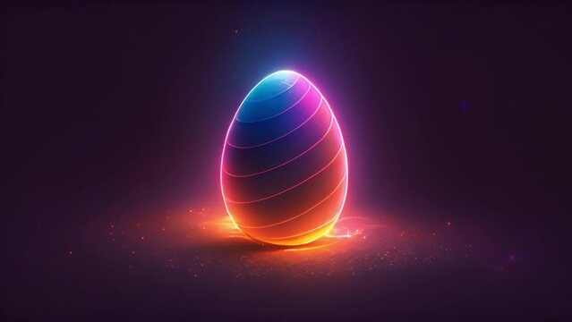 Easter egg animation 4k, Happy Easter background effect with cute colorful decorated Easter egg sparkling. Retro design moving around