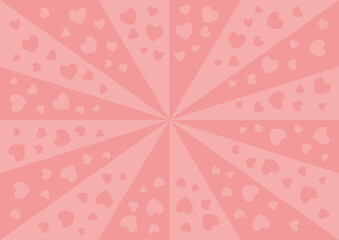 ハート模様の放射状背景イラスト