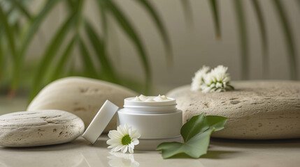 Obraz na płótnie Canvas Ethereal Beauty Delicate Floral Skincare Cream