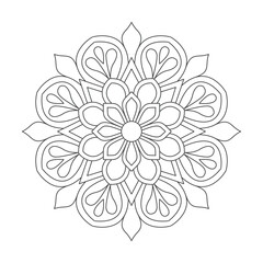 Peaceful Floral Mandala For Coloring book page,