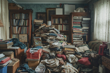 A hoarder house filled to the top with hoarded stuff