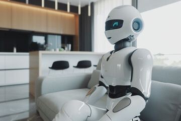 A robot assistant helping with household chores in a modern home, symbolising the role of robotics in everyday life