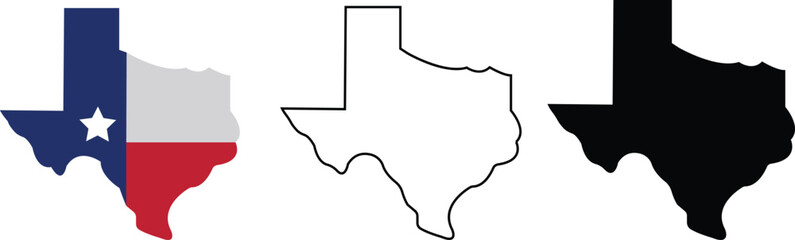 Texas map icon set, Detailed Map of Texas State, Texas Map Black , State Border , United States , US America, scribble sketch Texas map, isolated on transparent background, used for mobile phone, app. - obrazy, fototapety, plakaty
