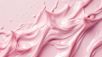 Moisturizer slashes and waves on light pastel background, hydrating face cream or lotion for skin...