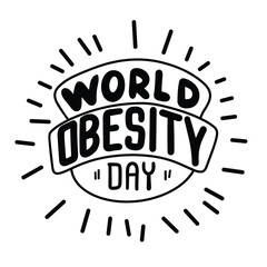World Obesity Day text banner in black color. Handwriting World Obesity Day inscription isolated on white background