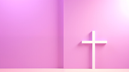 Fioletowe tło z krzyżem - Wielki Post w kościele katolickim. Symbol Zbawienia - Jezusa Chrystusa.  - obrazy, fototapety, plakaty
