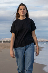 Girl wearing casual on the beach