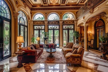 Fototapeta na wymiar Luxe model in an opulent mansion Epitomizing the pinnacle of luxury and high society living