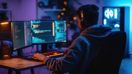 Hacker coding , hacker stealing data