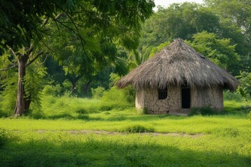 Fototapeta na wymiar Rural model in countryside setting Showcasing the simplicity and beauty of rural life