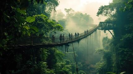 Jungle, people hiking , adventure 