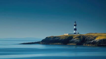 Fototapeta na wymiar A majestic lighthouse standing tall on a remote island