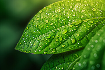 Close up macro photography of a green leaf. Very detailed macro photography