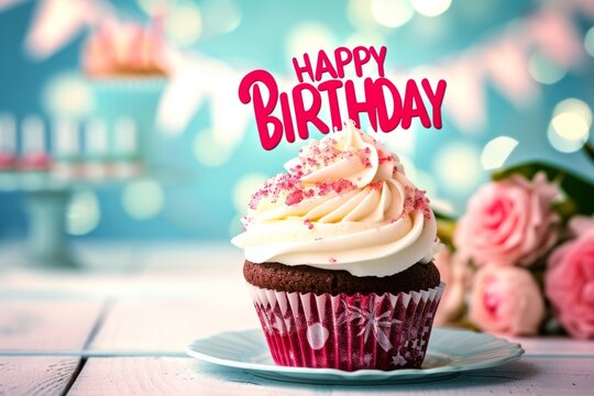 Happy Birthday cupcake Generative AI
