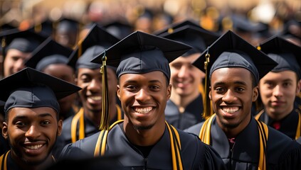 African American graduates celebrating outdoors