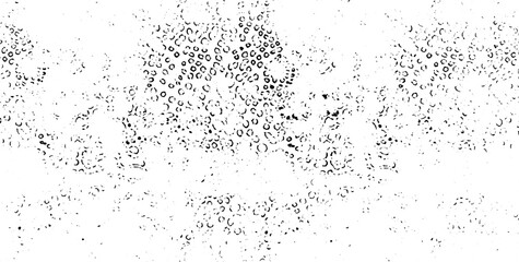 Monochrome texture composed of irregular graphic elements. Distressed uneven grunge background. Abstract vector illustration. Overlay for interesting effect and depth. Isolated on white background.