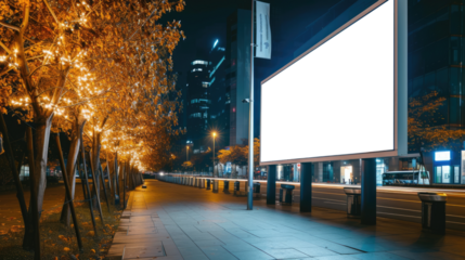 Billboard advertising mockup, street and night background