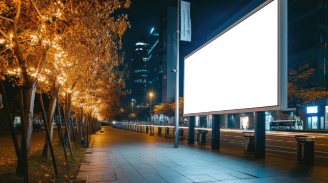 Billboard advertising mockup, street and night background