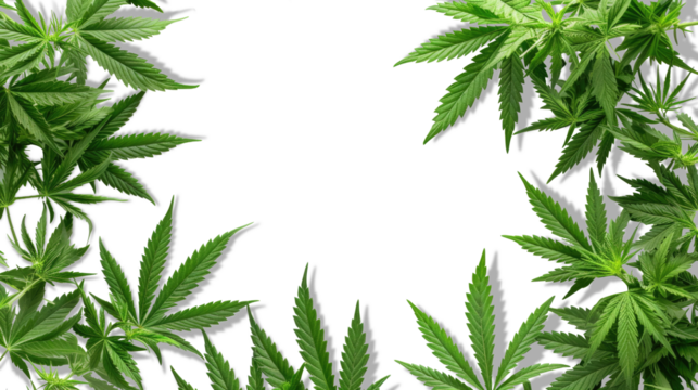 Cannabis Background. Marijuana Frame Green Leaf on transparent
