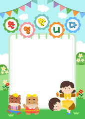Illustration of a template for kindergarten Korean translation "Welcome"