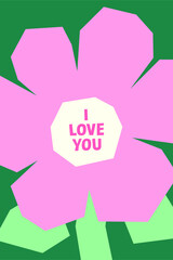 PINK FLOWER ON GREEN (6X4 POSTCARD)