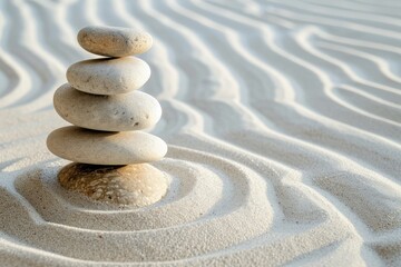 Fototapeta na wymiar Zen stones on sand Spa therapy for purity harmony and balance