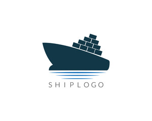 Ship logistics and ship express delivery company logo design template.