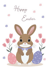 Easter bunny with easter eggs