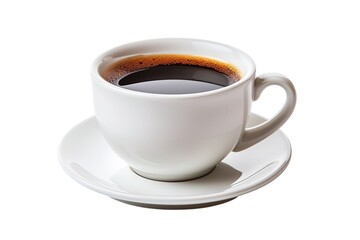 Hot coffee in a white cup isolated on a white background with a clipping path