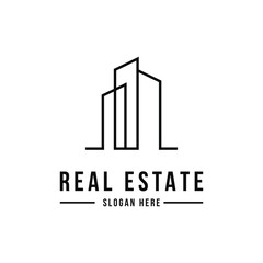 Real estate building logo design outline style