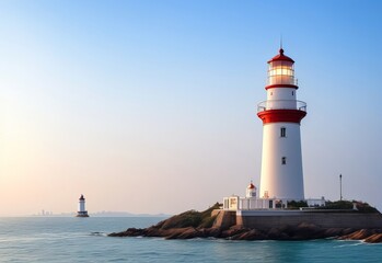 The beautiful lighthouse on the sea of Qingdao
