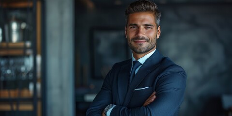 Fototapeta premium business man smiling while posing for a photo.