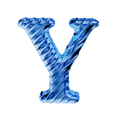 Ribbed blue ice 3d symbol. letter y