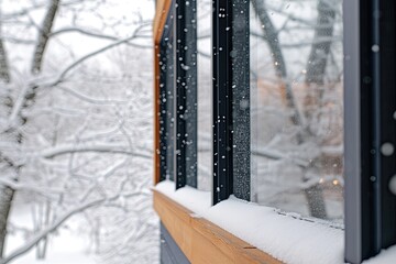 Winter landscape viewed from window