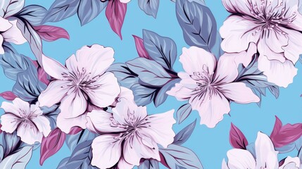 seamless pattern of hibiscus flowers. Generative Ai