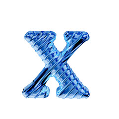 Ribbed blue ice 3d symbol. letter x