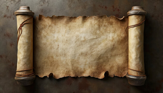 Old manuscript parchment Hebrew text ancient biblical scroll prophets Generative AI Illustration