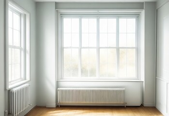 Fototapeta premium Empty room with window and radiator