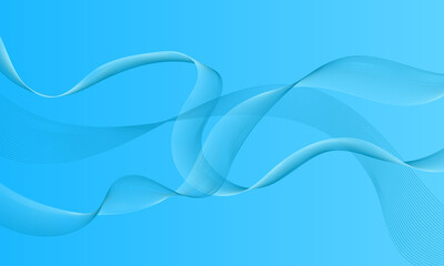 blue light lines wave curves with smooth gradient abstract background