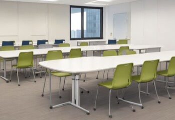 Fototapeta premium Group work space with neatly arranged chairs