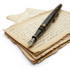 Fototapeta premium an old nib pen, or dip pen along with some imaginary script letters 