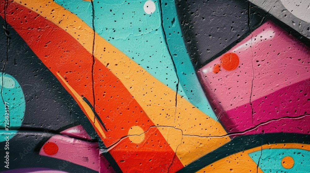 Poster a detailed view of a wall covered in graffiti. perfect for urban art enthusiasts or anyone looking t
